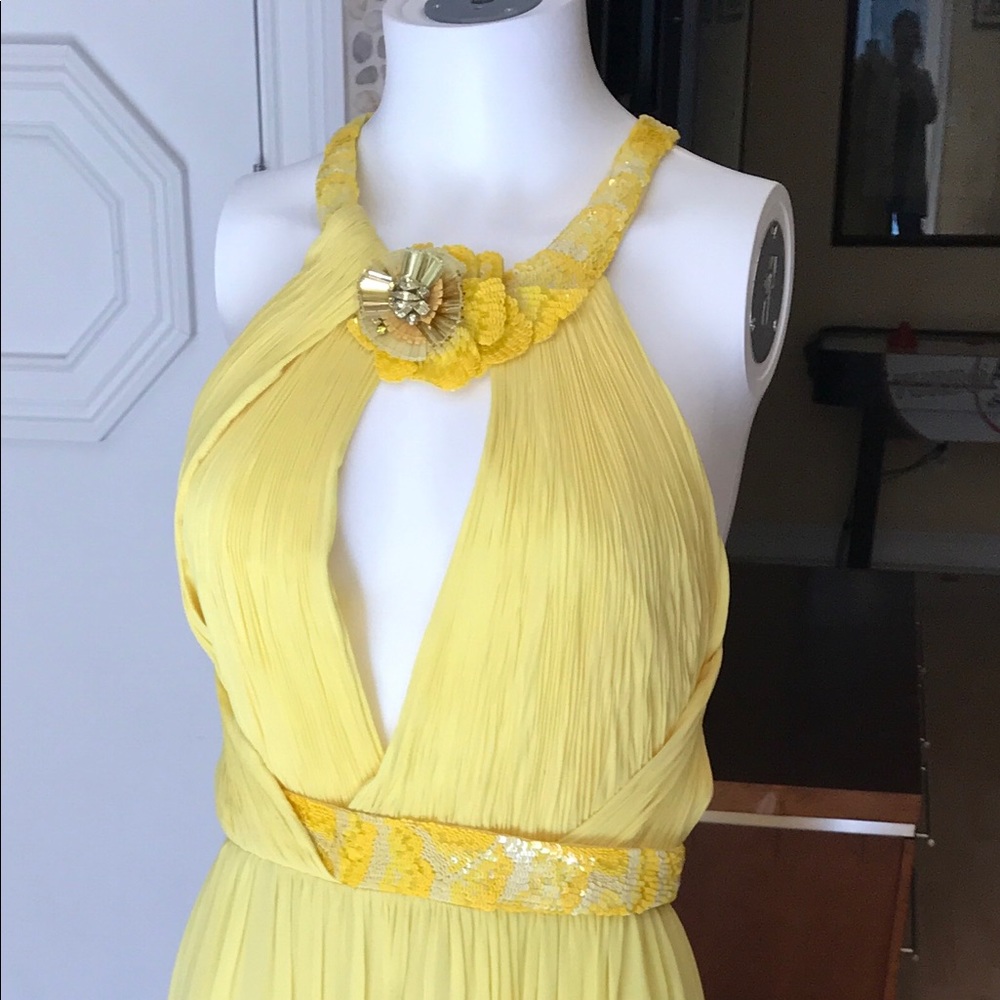 Roberto Cavalli canary yellow silk gown